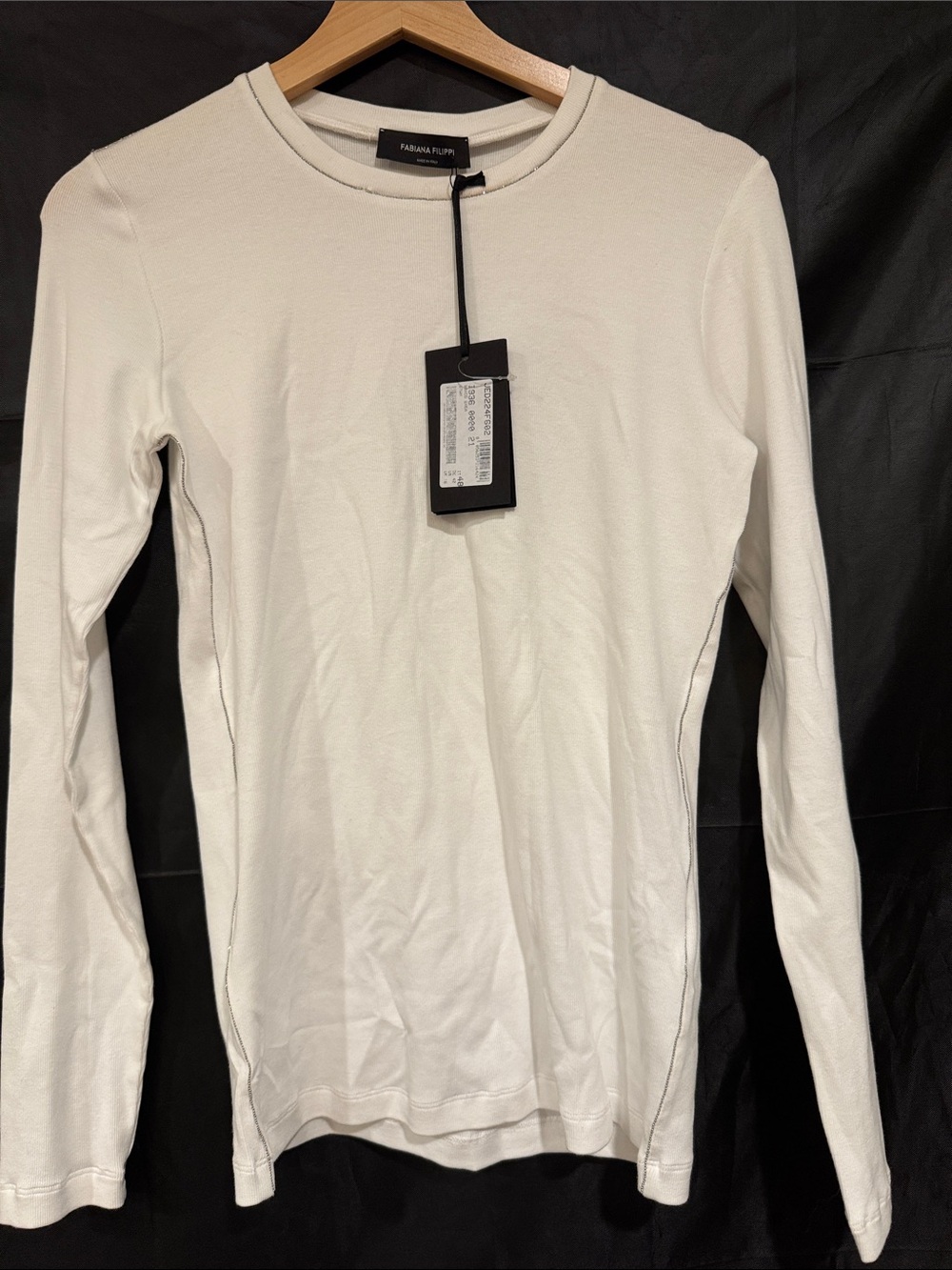 Women’s Fabiana Filippi Long-Sleeve Crew Neck Shirt in White